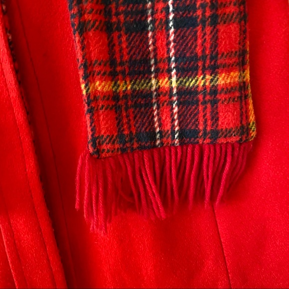80s Vintage Children’s Kids Rothschild Red Plaid Fit Flare Wool Coat Jacket - Picture 5 of 7